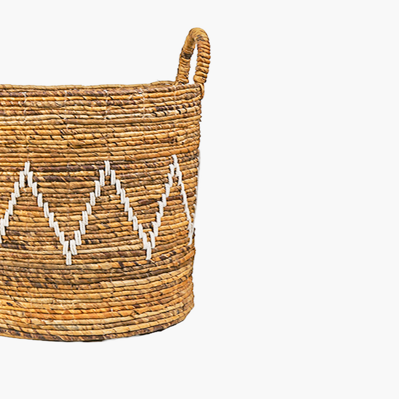 Seagrass Natural White Patterned Basket with Handles L 45x45x40