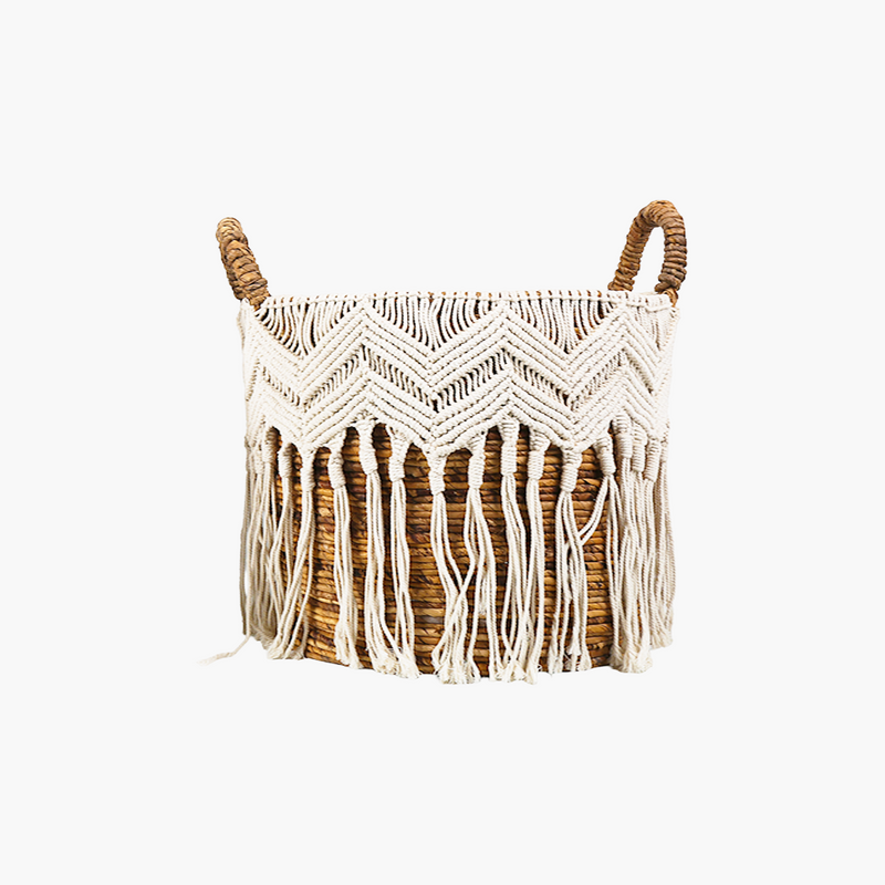 Seagrass Macrame Handle Basket L 40x40x50
