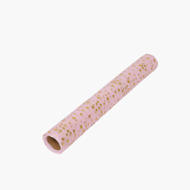 JC Pembe Altın Yıldızlı Dekor Rulo 48cmx4,5m