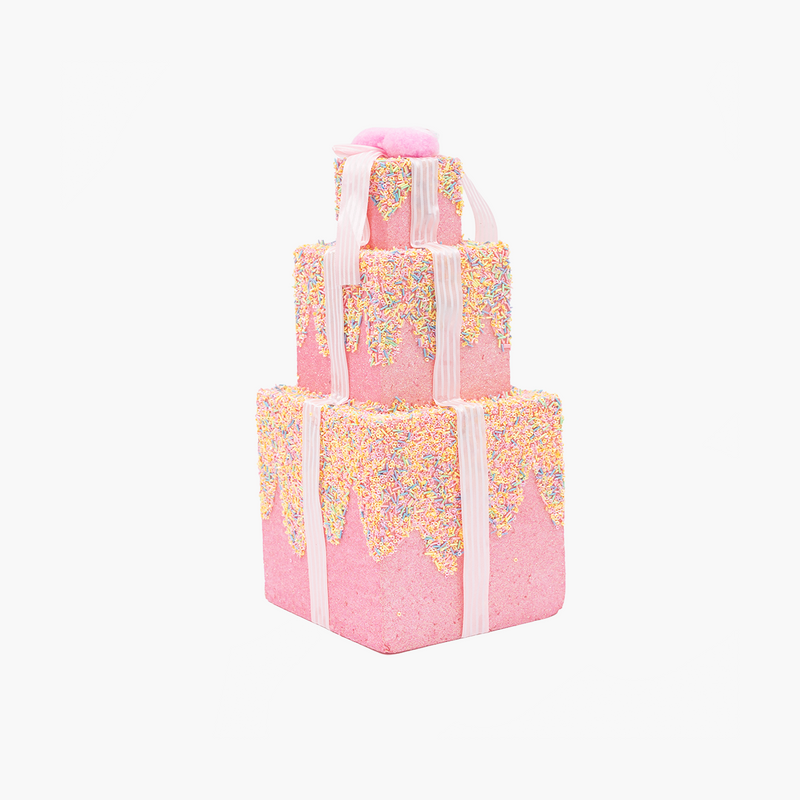 JC HAPPY SUGAR Pembe 3 Katlı Hediye Kutu Dekor 17x17x41.5cm