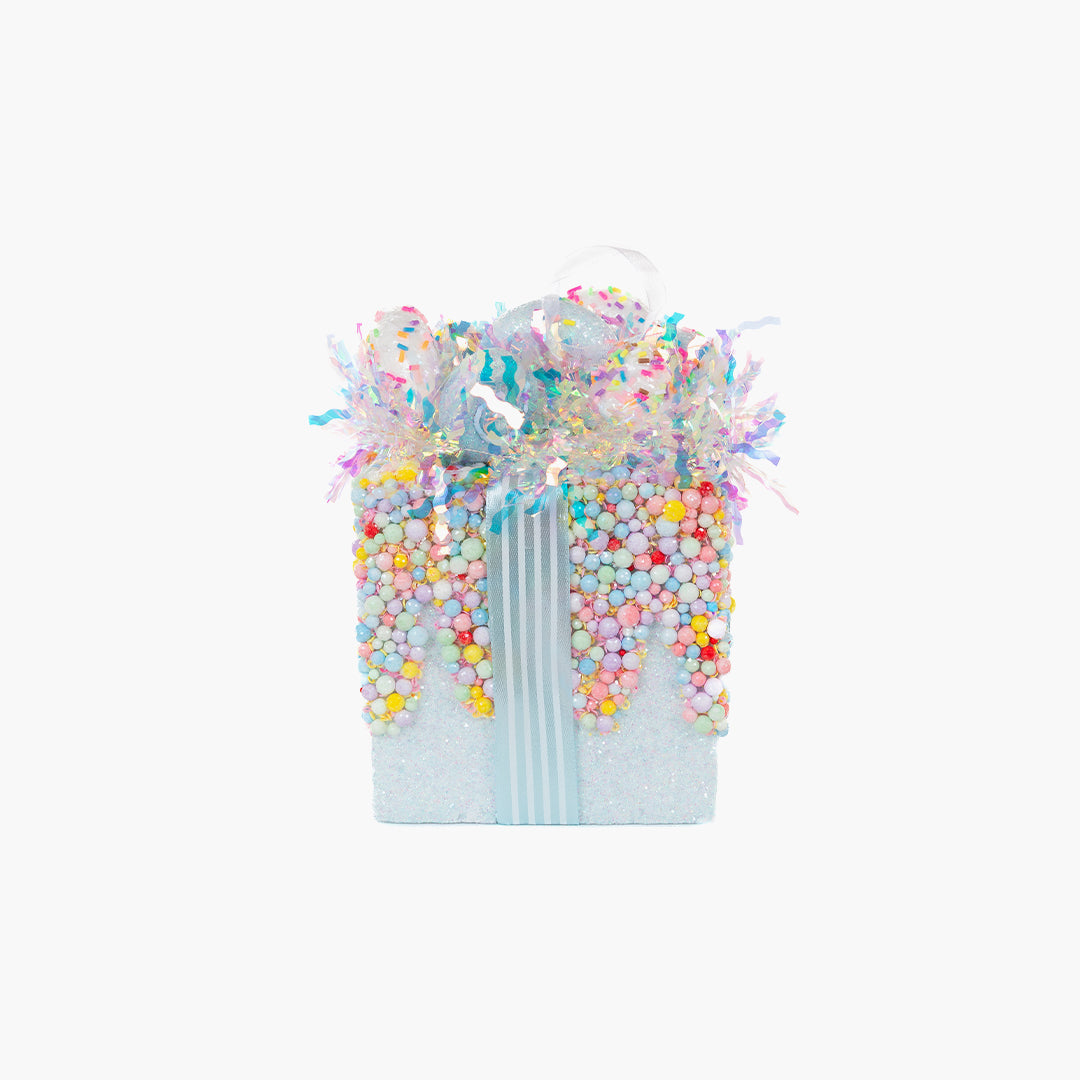 JC HAPPY SUGAR Blue Gift Box Decor 11x15cm