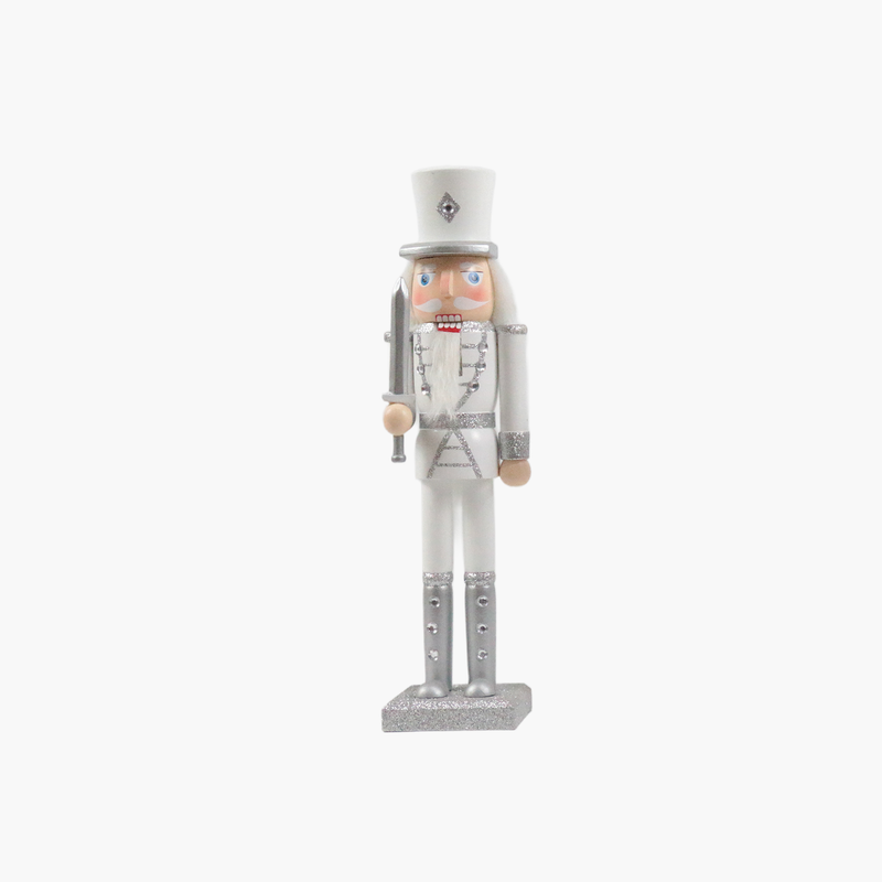 JC Beyaz, Gümüş Kılıçlı Stantlı Nutcracker 25cm