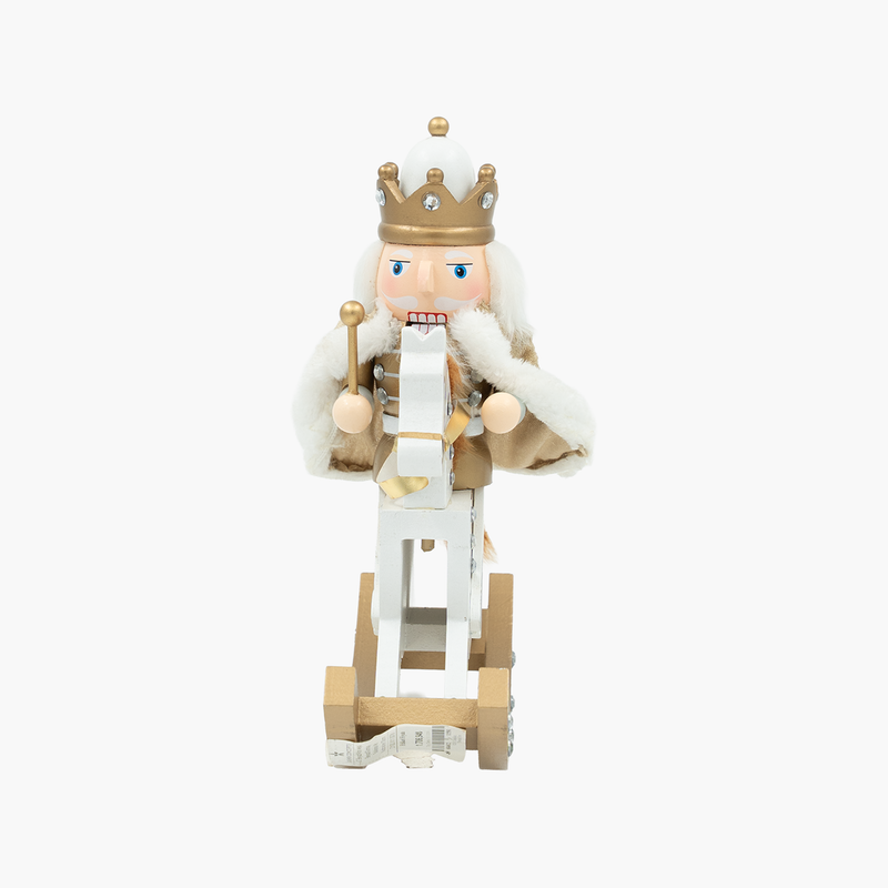 JC Beyaz/Altın Sallanan At Nutcracker 30cm