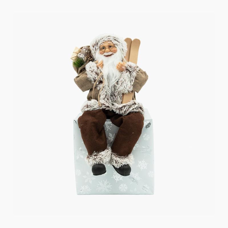 JC Natural Kahverengi Oturan Noel Baba 48cm