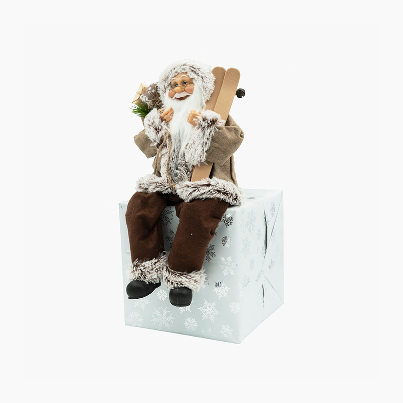 JC Natural Kahverengi Oturan Noel Baba 48cm