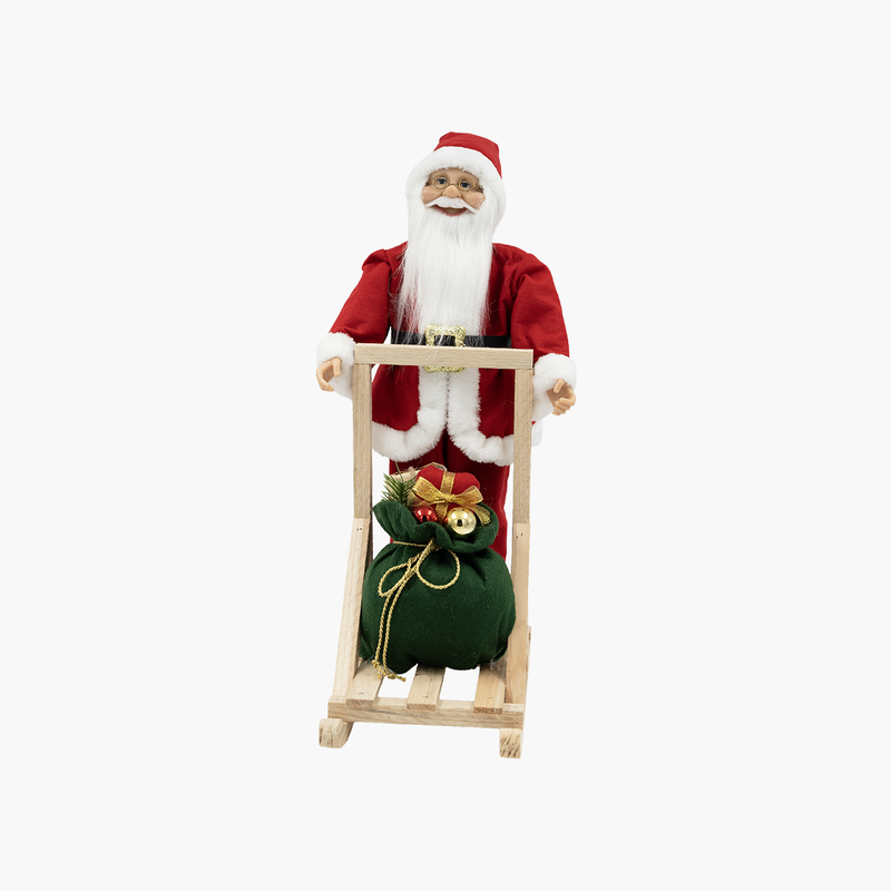 JC Kızaklı Kırmızı Noel Baba 43cm
