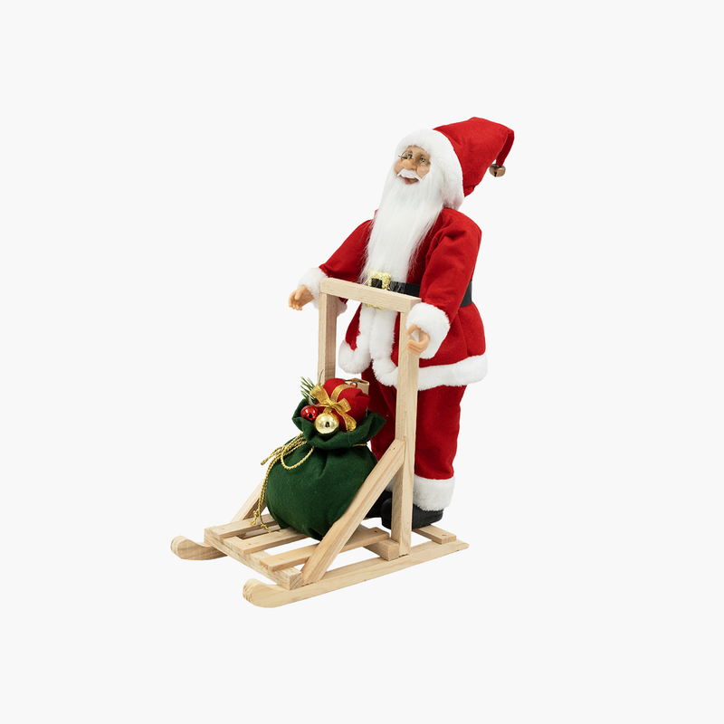 JC Kızaklı Kırmızı Noel Baba 43cm