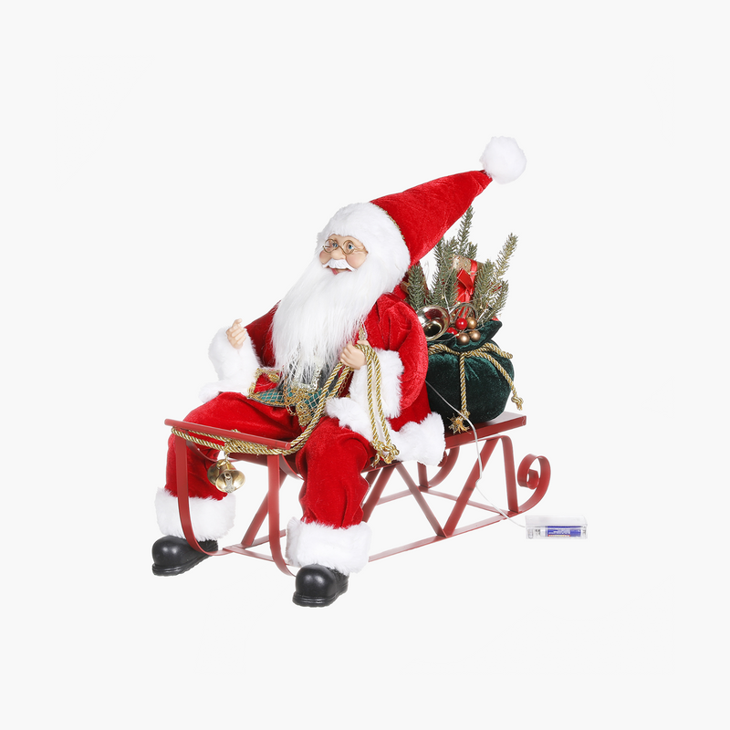 JC Kırmızı Oturan Noel Baba Kızaklı 45cm
