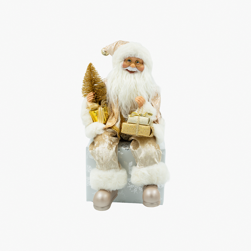 JC Oturan Altın Noel Baba 45cm