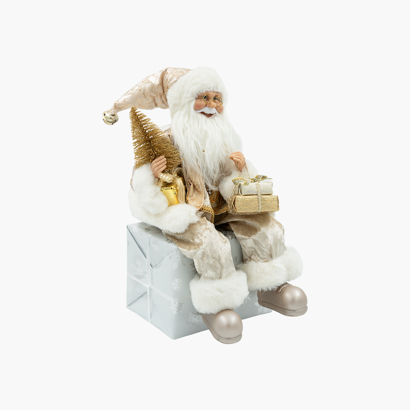 JC Oturan Altın Noel Baba 45cm