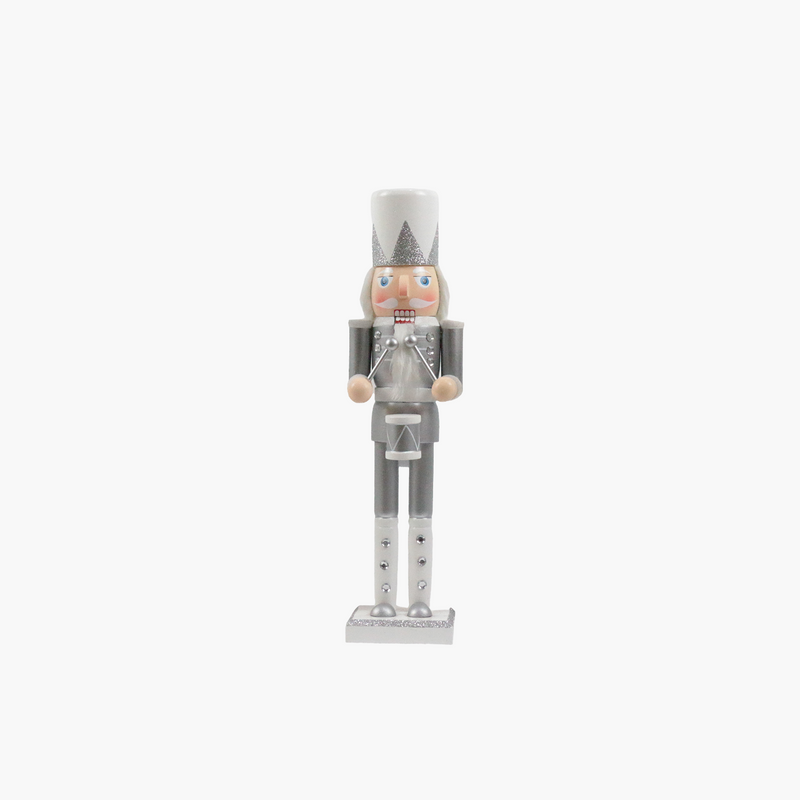 JC Beyaz&Gümüş , Beyaz Stantlı Nutcracker 25 cm