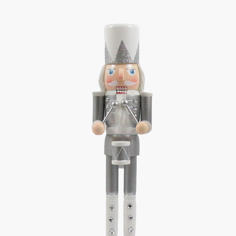 JC Beyaz&Gümüş , Beyaz Stantlı Nutcracker 25 cm