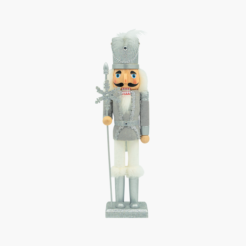 JC Beyaz&Gümüş Stantlı Nutcracker 38 cm