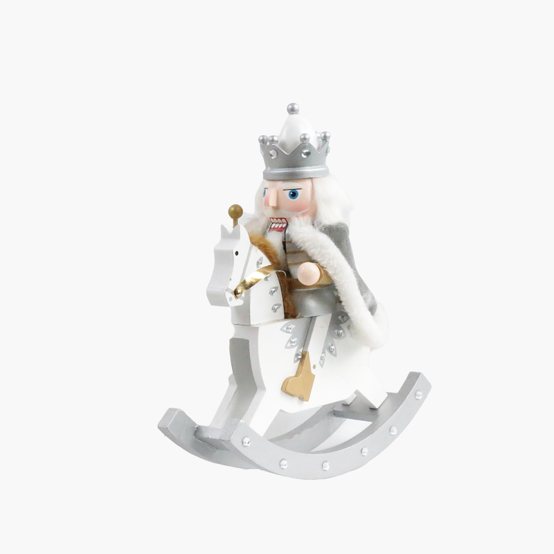 JC Beyaz&Gümüş Sallanan At Nutcracker 30 cm