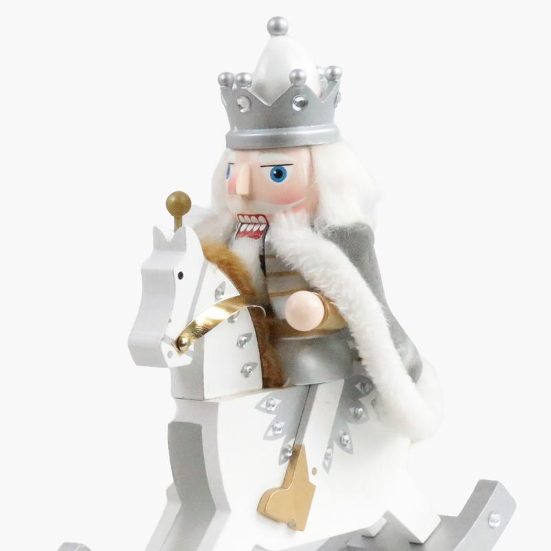JC Beyaz&Gümüş Sallanan At Nutcracker 30 cm