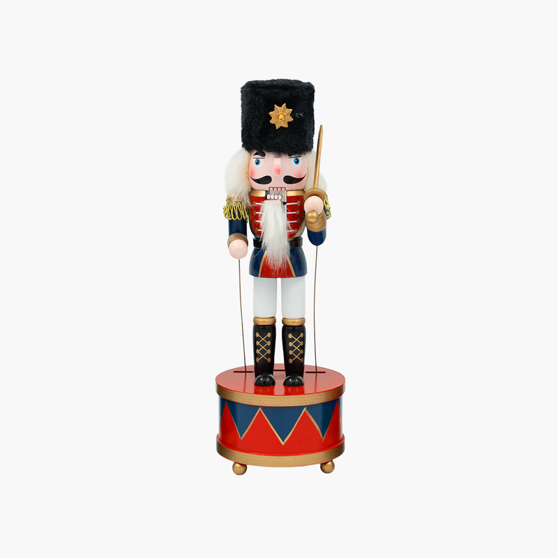 JC Kurmalı Müzikli Kırmızı/Lacivert  Nutcracker 30cm
