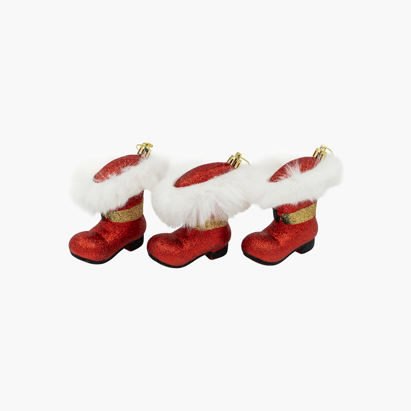 JC Kırmızı Çizme Ağaç Süsü Seti 10cm (3 Parça)