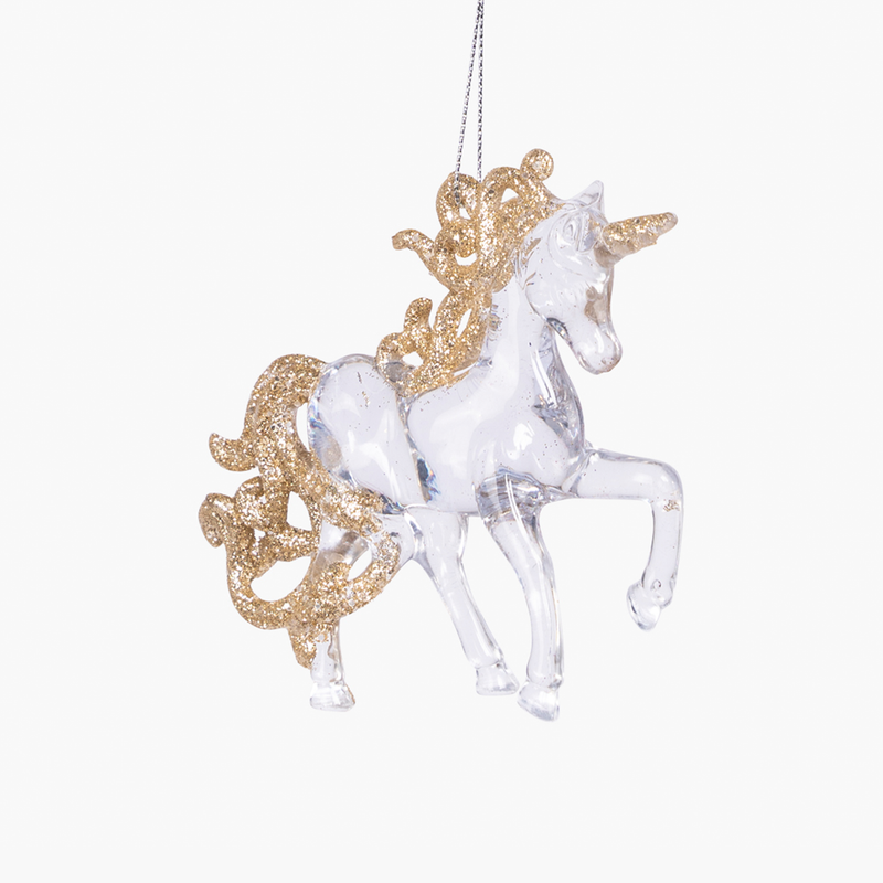 JC Akrilik Altın Simli Unicorn Süs Seti (2 Parça) 10x9.5cm
