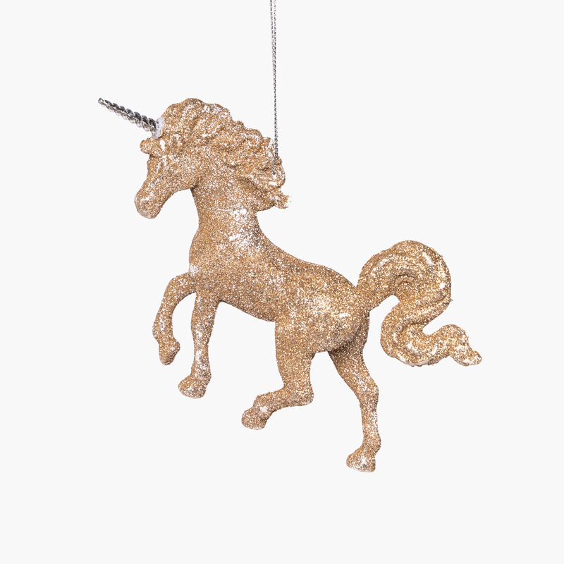JC Altın Simli Unicorn Süsü 13.5x10.5cm