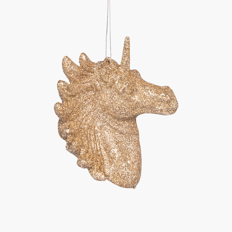 JC Altın Simli Unicorn Süsü 13x10.5cm