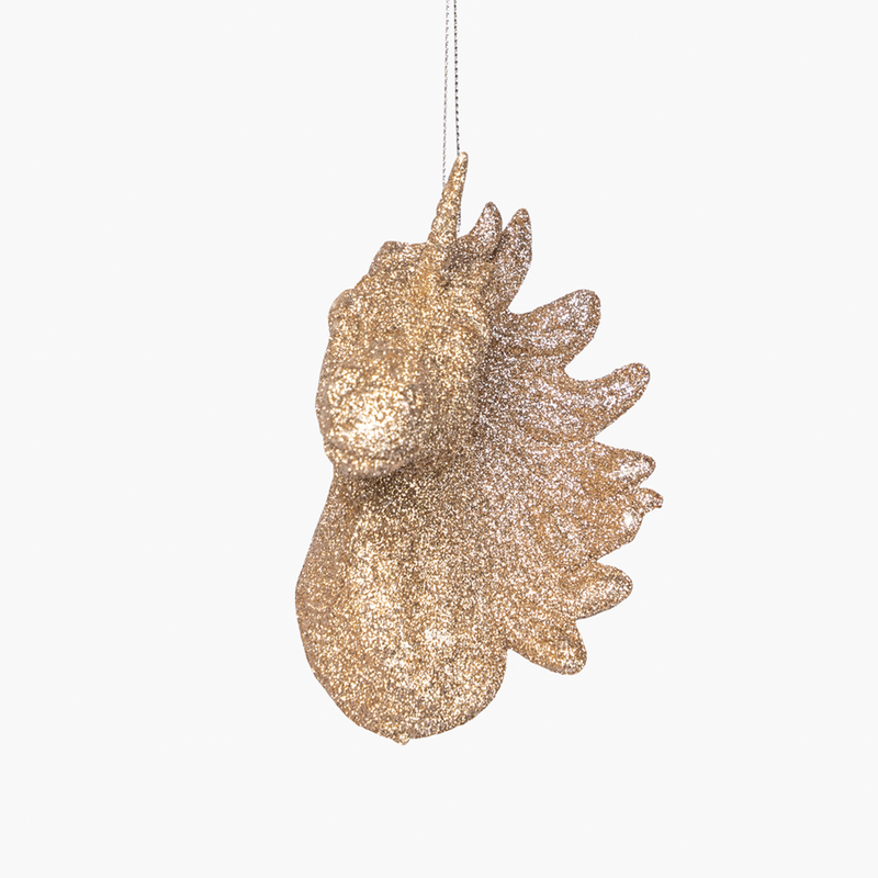 JC Altın Simli Unicorn Süsü 13x10.5cm