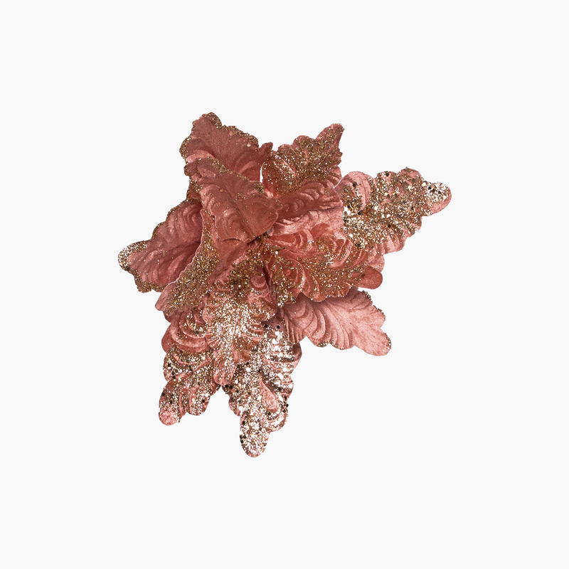 JC Pembe Simli Çicek Ağaç Süsü 34cm