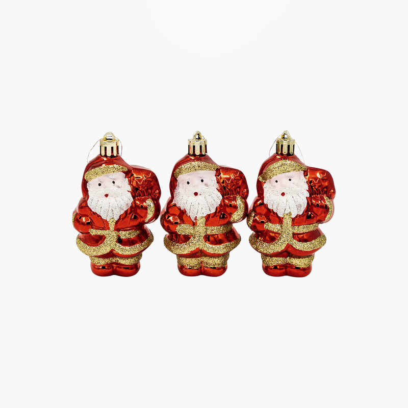 JC Kırmızı Santa Ağaç Süsü Seti 8cm (3 Parça)