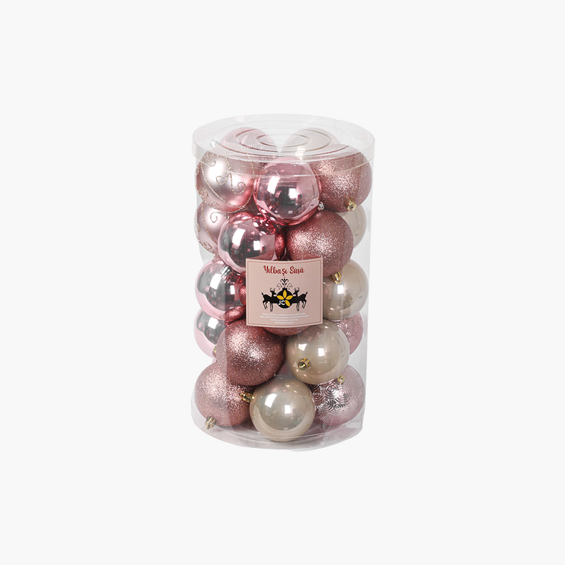 JC Pembe, Altın Premium Ağaç Süsü Seti 8cm (24 Parça)