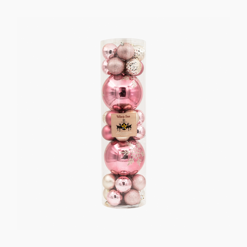JC Pembe, Altın Premium Ağaç Süsü Seti 6cm+15cm (32 Parça)