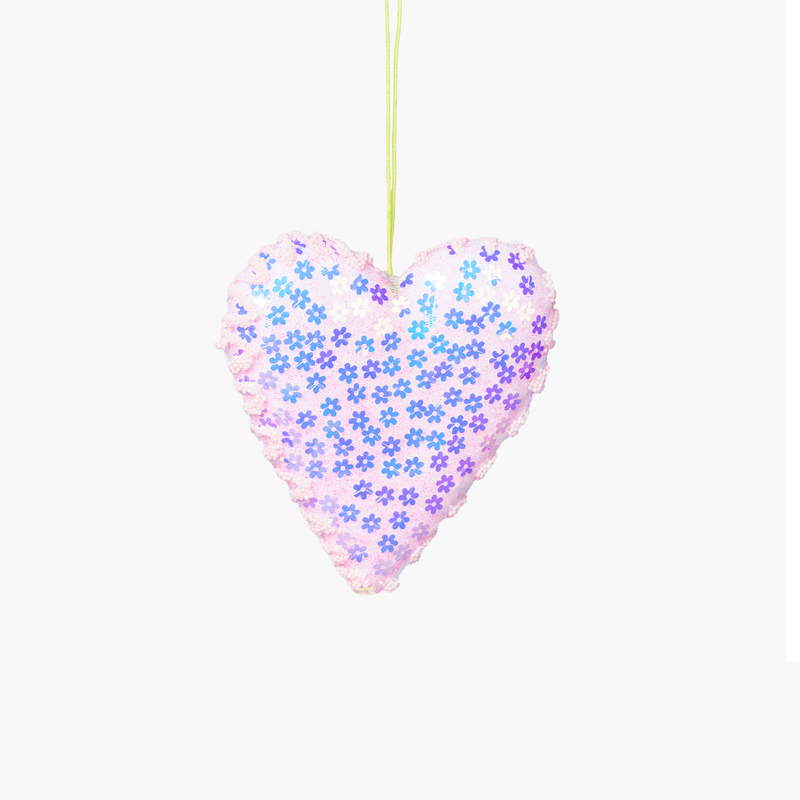 JC HAPPY SUGAR Pembe Payetli Kalp Süs 12cm