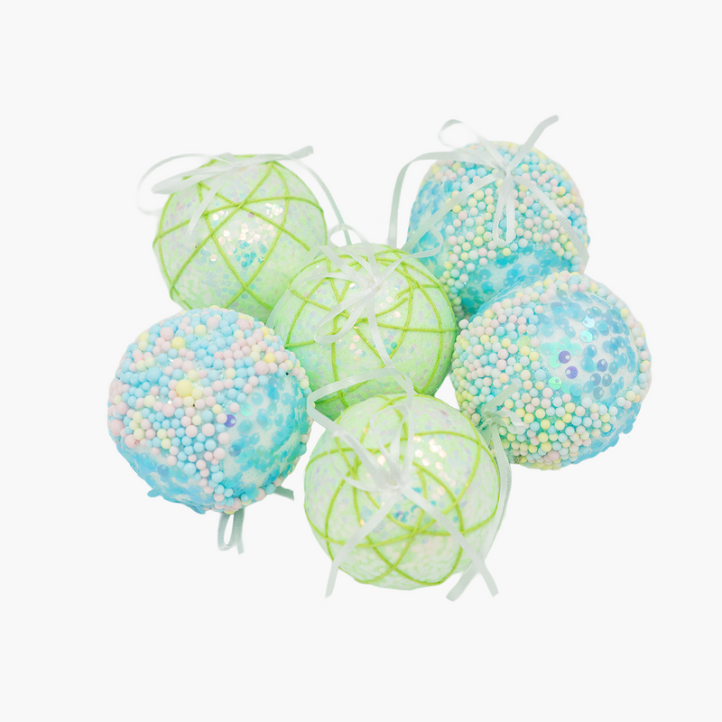 JC HAPPY SUGAR Mavi, Yeşil Ağaç Süsü Seti 8cm (6 Parça)