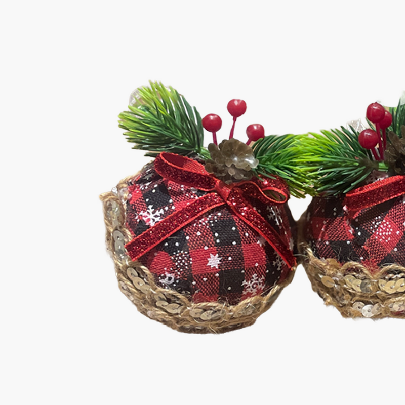 JC Bohem Kırmızı, Siyah Yuvarlak Ağaç Süsü Seti 8cm (3 Parça)