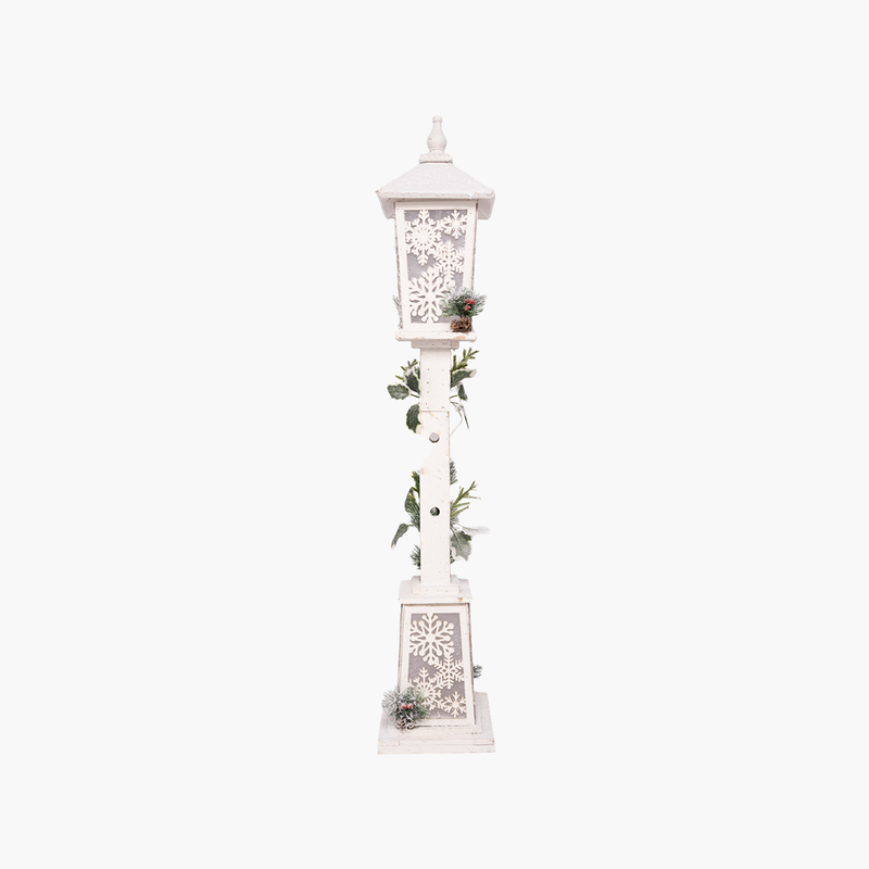 JC Beyaz Sokak Lambası Dekor Ahşap 120cm (Kendinden Led'li)