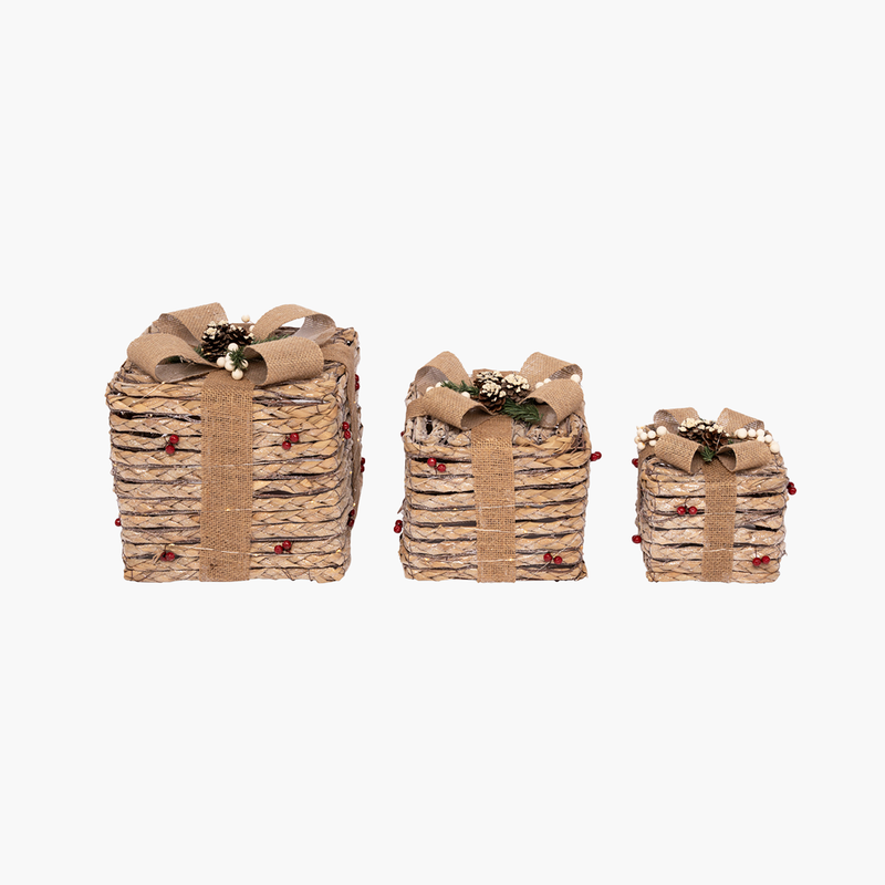 JC Işıklı Natural Hediye Paket Seti 15+20+25cm (Kendinden Led'li)