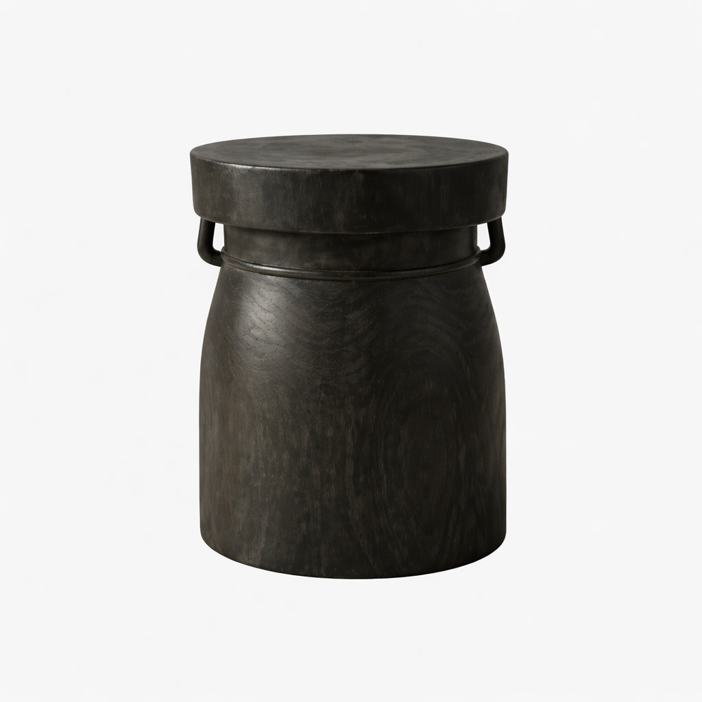 Masai Solid Wood Black Side Table
