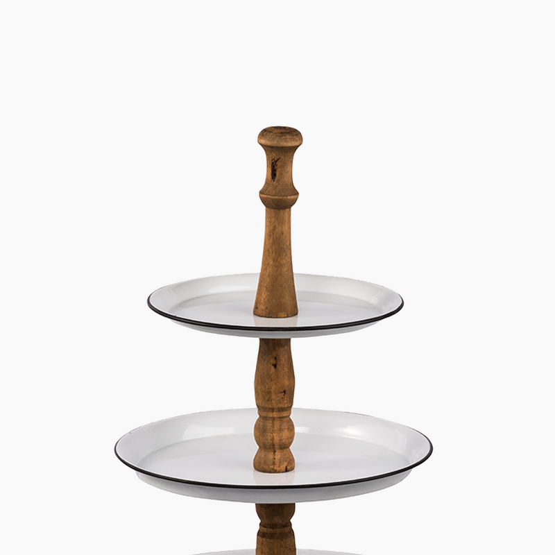 Three-Tier Metal Stand Tray, White, 36x36x60cm