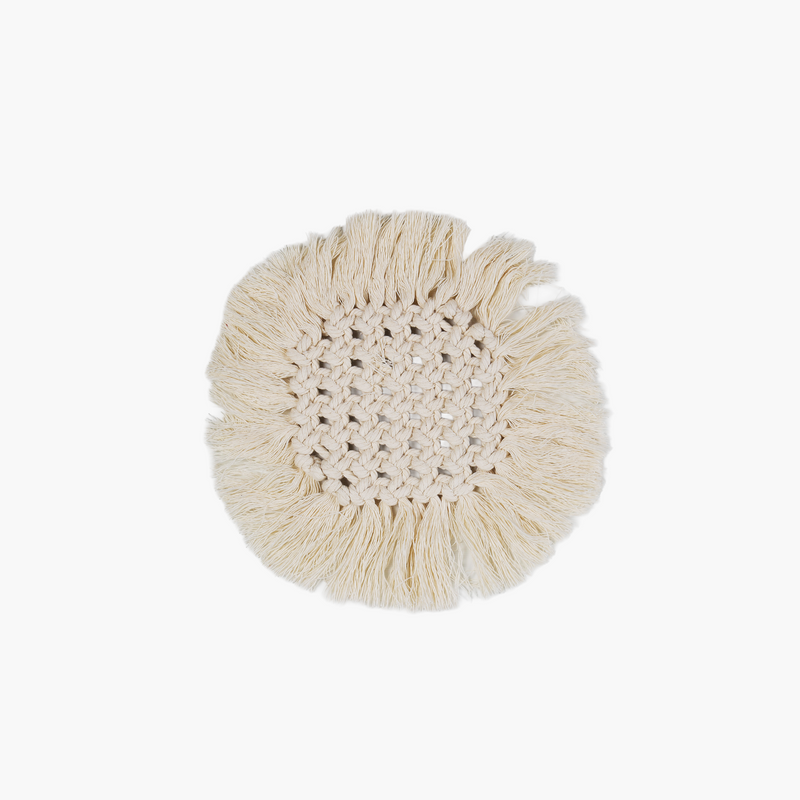 Macrame Round Coaster Cream 20cm
