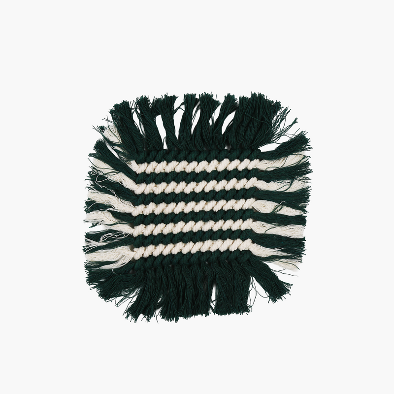 Macrame Coaster Green-White 20cm