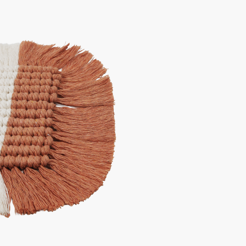 Macrame Coaster Orange-White 18cm
