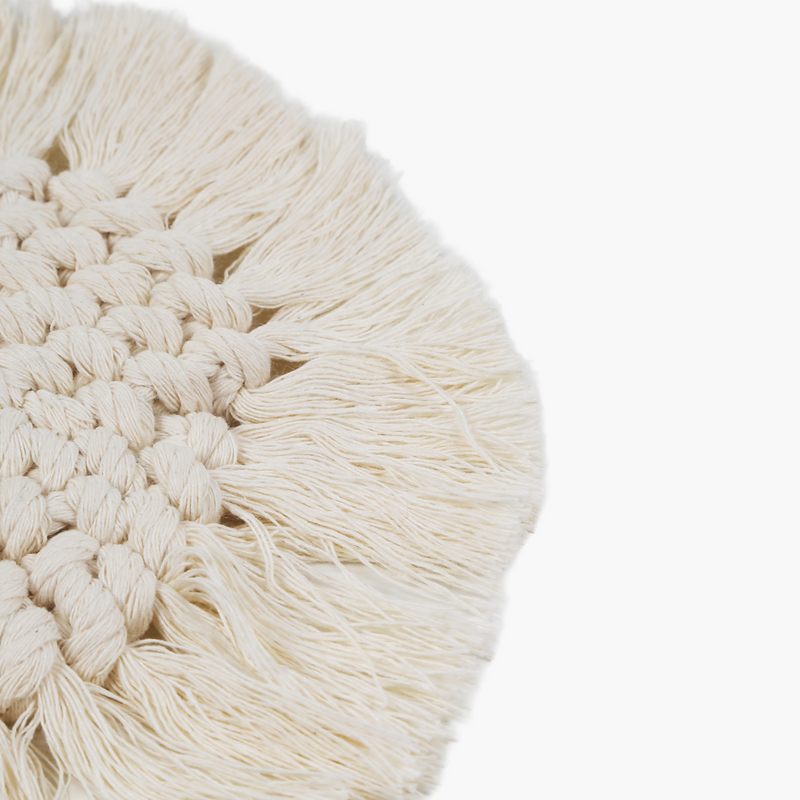 Macrame Round Coaster White-Green 16.5cm