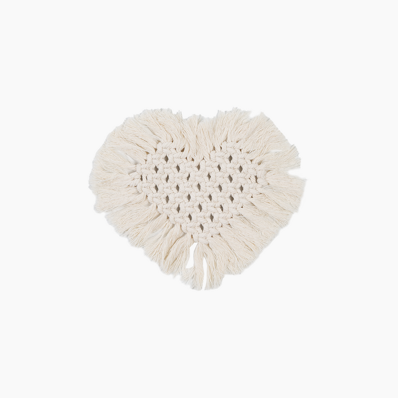 Macrame Heart Coaster Cream 22x17cm