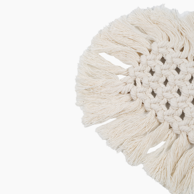 Macrame Heart Coaster Cream 22x17cm