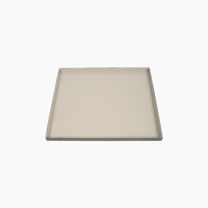 Rectangular Leather Tray, Beige, 40x35x2cm