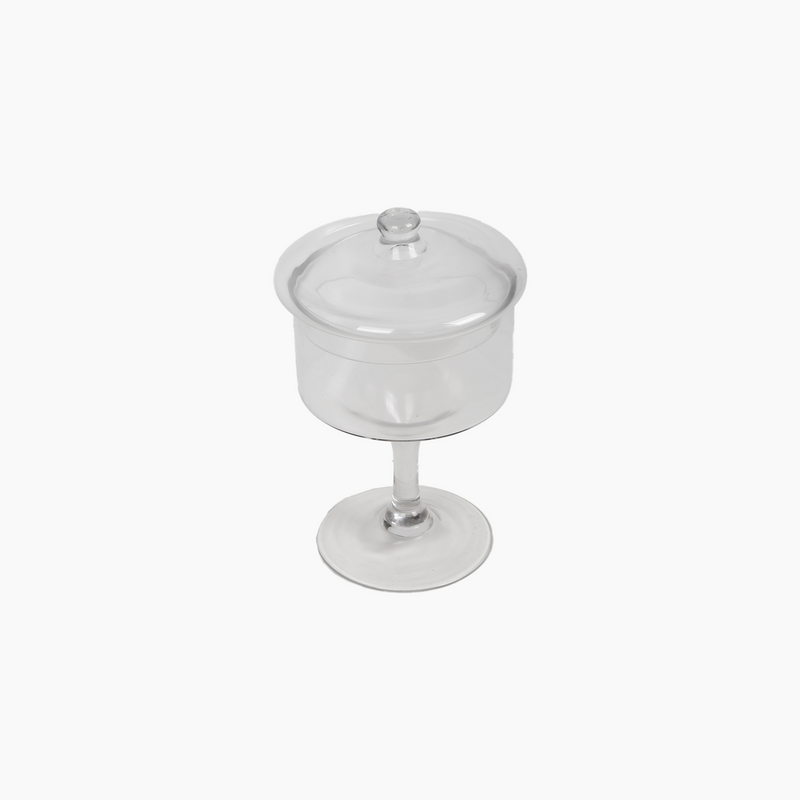 Glass Sugar Bowl with Stand, M 16X14X25cm