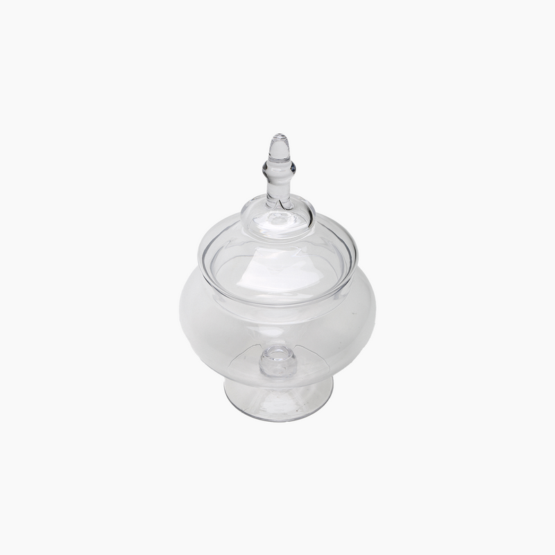 Glass Sugar Bowl with Lid and Stand, L 18X24X38cm