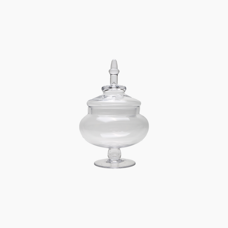 Glass Sugar Bowl with Lid and Stand, M 14X20X31cm