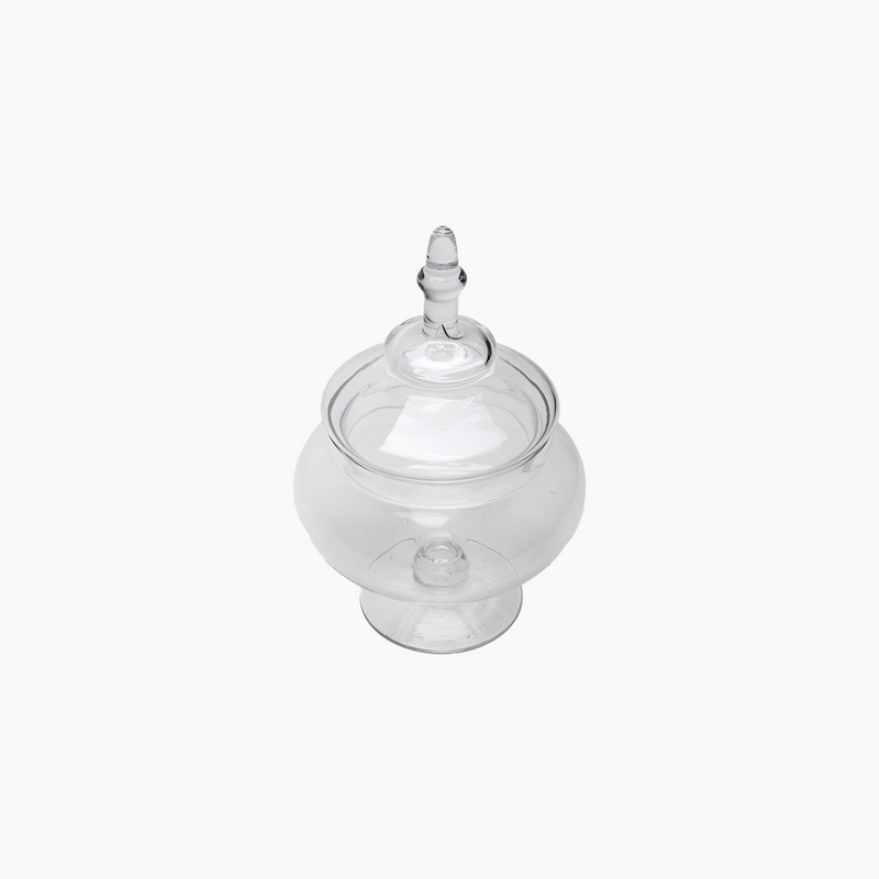 Glass Sugar Bowl with Lid and Stand, M 14X20X31cm