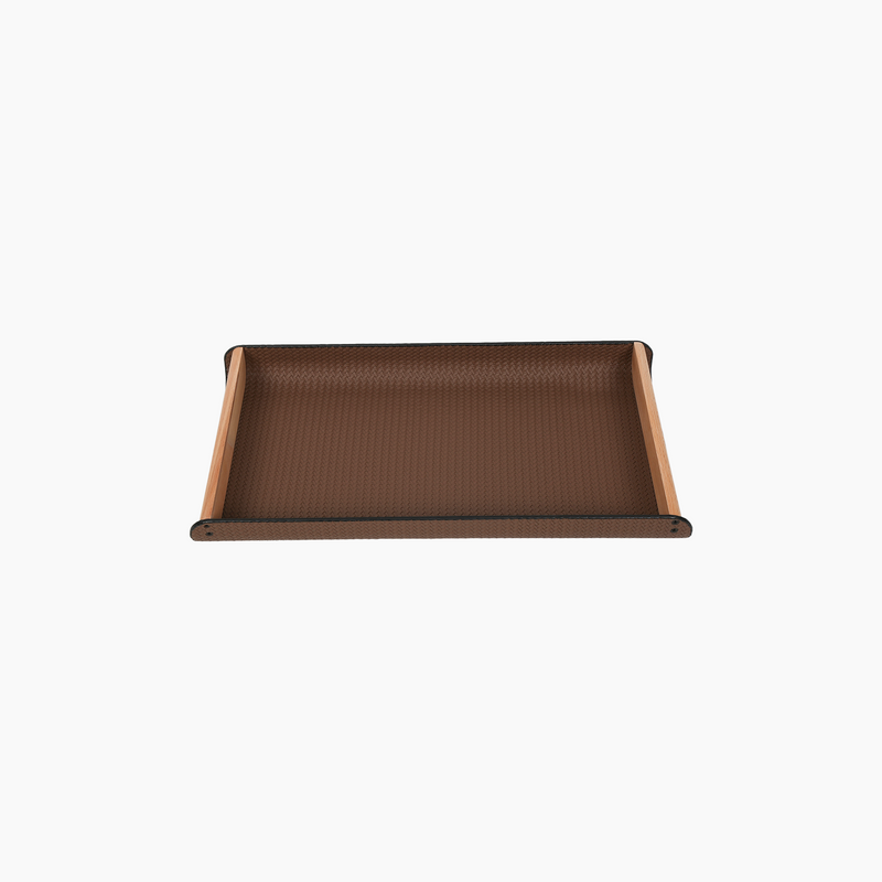 Leather Rectangular Tray, Dark Brown, 40x20.5x4.5cm