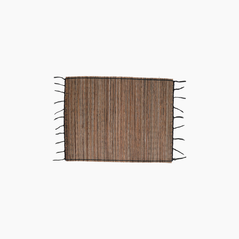 Rectangular Placemat with Black Straw Tassels