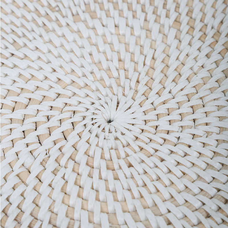 Rattan White Distressed Round Placemat